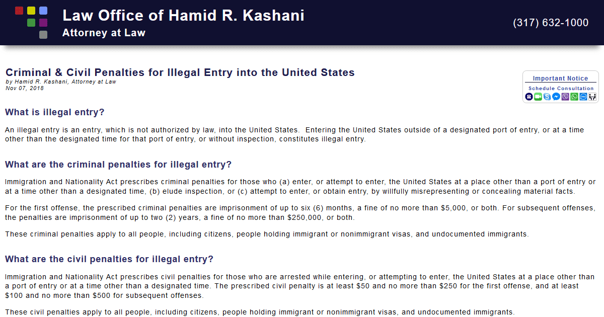 Criminal and Civil Penalties for Illegal Entry into the United States